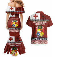 Tongan Culture Couples Matching Mermaid Dress and Hawaiian Shirt Ngatu Art Tattoo and Emblem of Tonga LT03 - Polynesian Pride