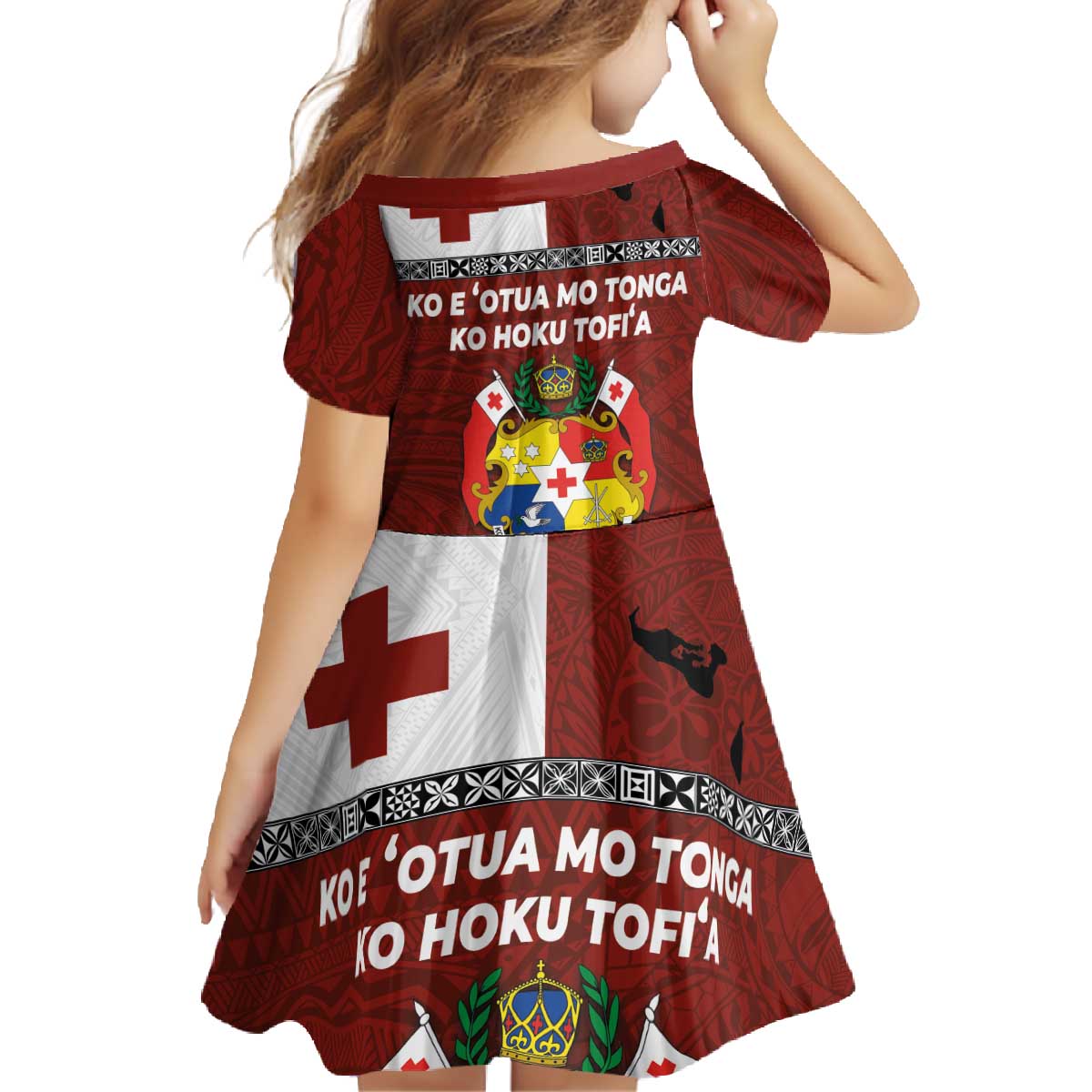 Tongan Culture Family Matching Off The Shoulder Long Sleeve Dress and Hawaiian Shirt Ngatu Art Tattoo and Emblem of Tonga LT03 - Polynesian Pride