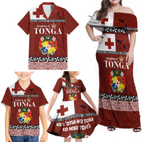 Tongan Culture Family Matching Off Shoulder Maxi Dress and Hawaiian Shirt Ngatu Art Tattoo and Emblem of Tonga LT03 - Polynesian Pride