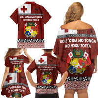 Tongan Culture Family Matching Off Shoulder Short Dress and Hawaiian Shirt Ngatu Art Tattoo and Emblem of Tonga LT03 - Polynesian Pride