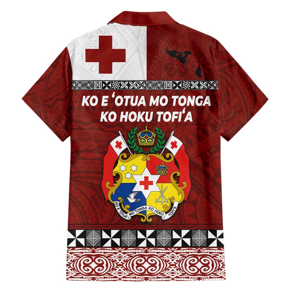 Tongan Culture Family Matching Off Shoulder Short Dress and Hawaiian Shirt Ngatu Art Tattoo and Emblem of Tonga LT03 - Polynesian Pride