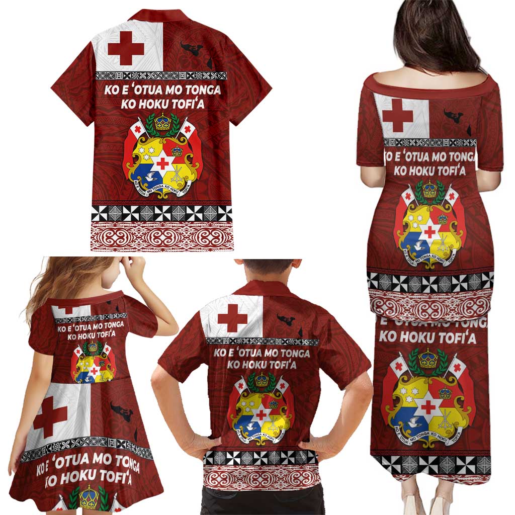 Tongan Culture Family Matching Puletasi and Hawaiian Shirt Ngatu Art Tattoo and Emblem of Tonga LT03 - Polynesian Pride