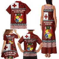 Tongan Culture Family Matching Tank Maxi Dress and Hawaiian Shirt Ngatu Art Tattoo and Emblem of Tonga LT03 - Polynesian Pride