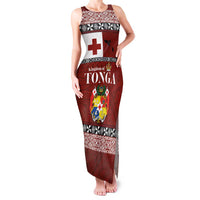 Tongan Culture Family Matching Tank Maxi Dress and Hawaiian Shirt Ngatu Art Tattoo and Emblem of Tonga LT03 Mom's Dress Red - Polynesian Pride