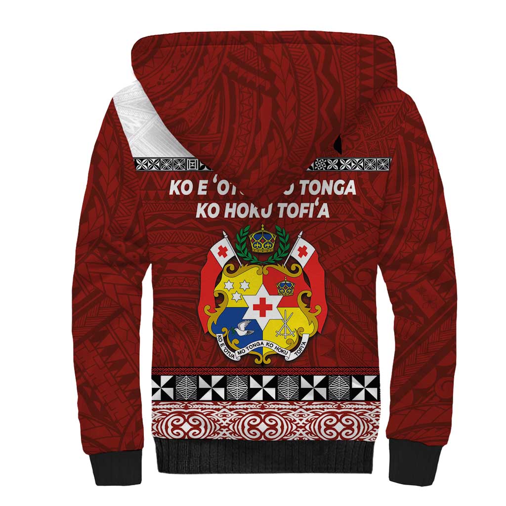Tongan Culture Sherpa Hoodie Ngatu Art Tattoo and Emblem of Tonga LT03 - Polynesian Pride