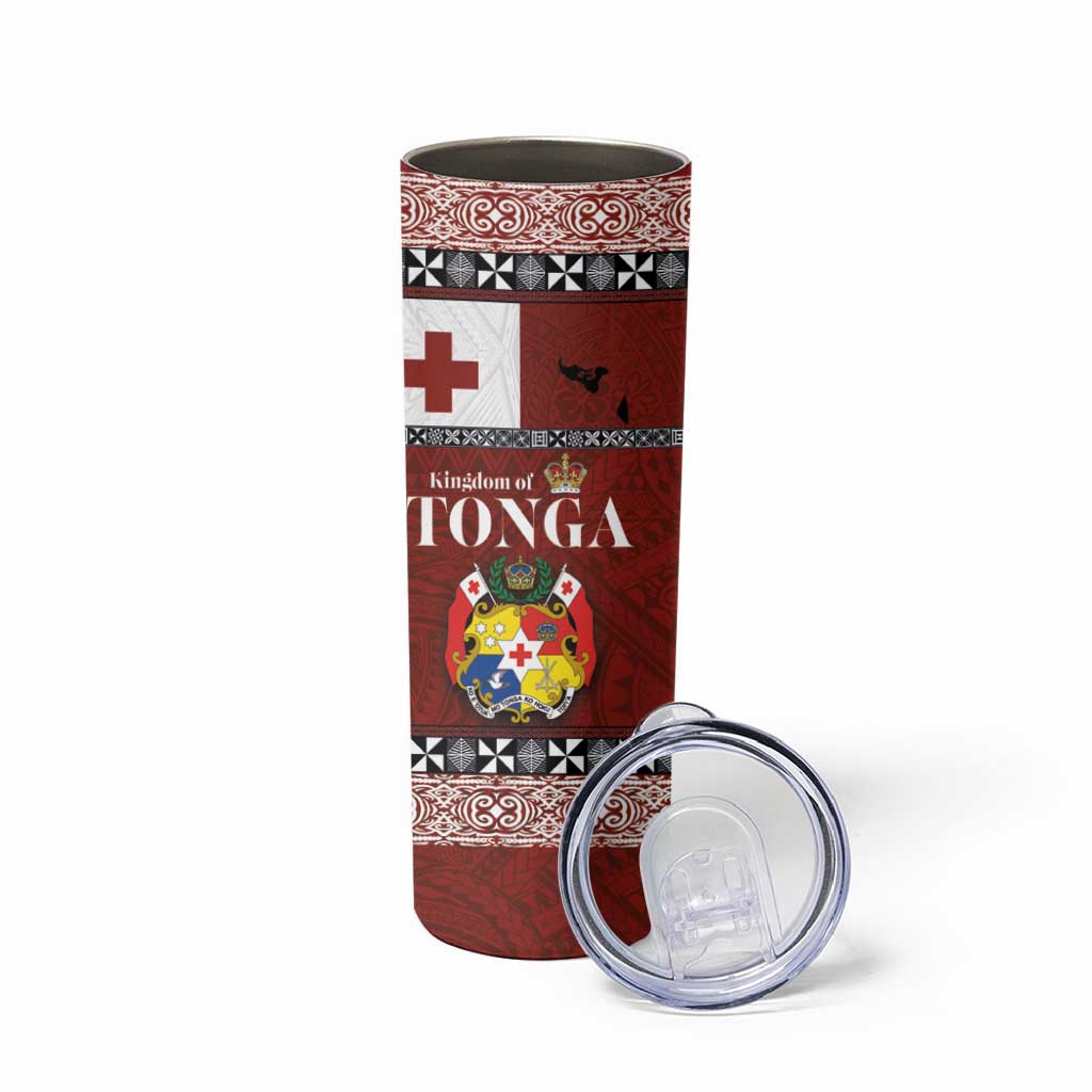 Tongan Culture Skinny Tumbler Ngatu Art Tattoo and Emblem of Tonga