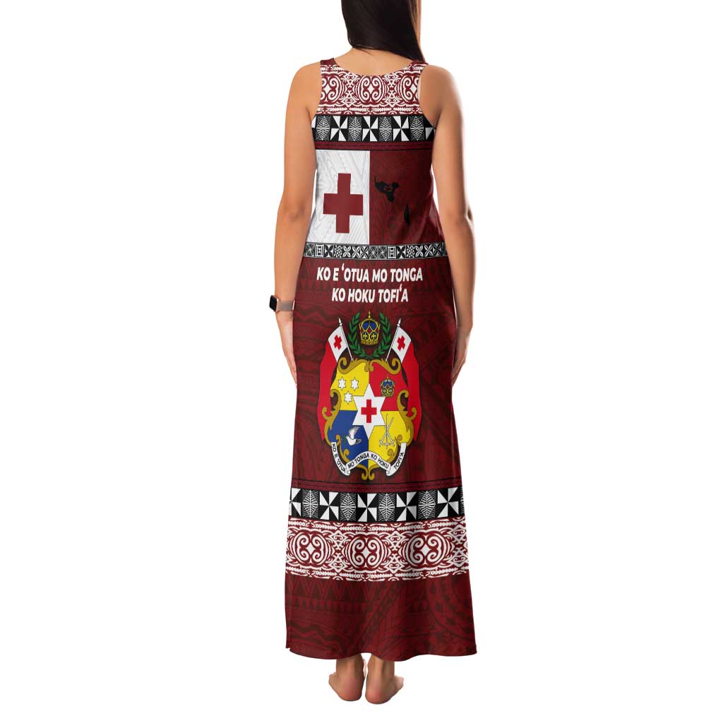 Tongan Culture Tank Maxi Dress Ngatu Art Tattoo and Emblem of Tonga LT03 - Polynesian Pride