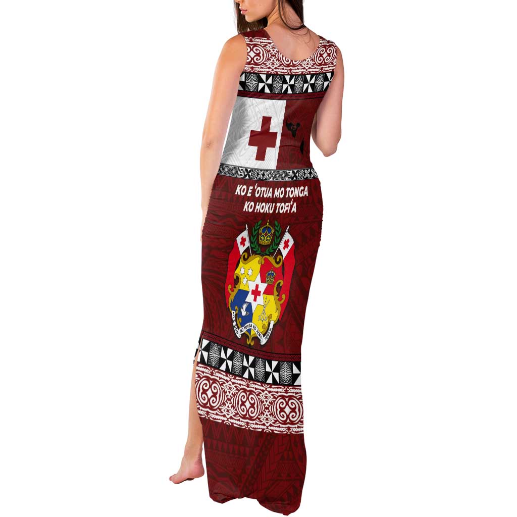 Tongan Culture Tank Maxi Dress Ngatu Art Tattoo and Emblem of Tonga LT03 - Polynesian Pride