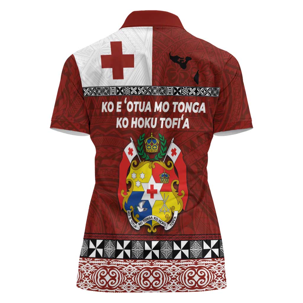 Tongan Culture Women Polo Shirt Ngatu Art Tattoo and Emblem of Tonga LT03 - Polynesian Pride