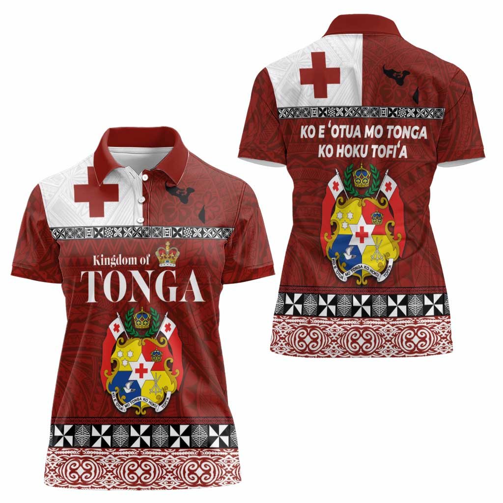 Tongan Culture Women Polo Shirt Ngatu Art Tattoo and Emblem of Tonga LT03 - Polynesian Pride