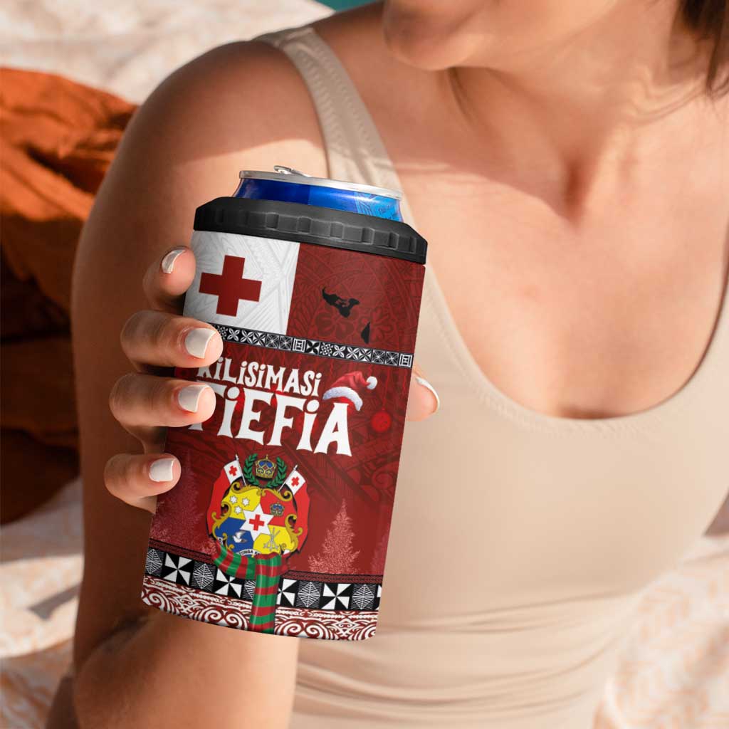 Tongan Christmas 4 in 1 Can Cooler Tumbler Kilisimasi Fiefia with Ngatu Art Tattoo LT03 - Polynesian Pride