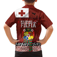 Tongan Christmas Family Matching Off The Shoulder Long Sleeve Dress and Hawaiian Shirt Kilisimasi Fiefia with Ngatu Art Tattoo LT03 - Polynesian Pride