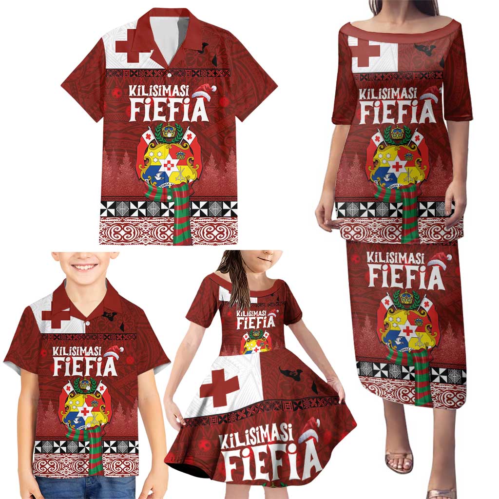 Tongan Christmas Family Matching Puletasi and Hawaiian Shirt Kilisimasi Fiefia with Ngatu Art Tattoo LT03 - Polynesian Pride