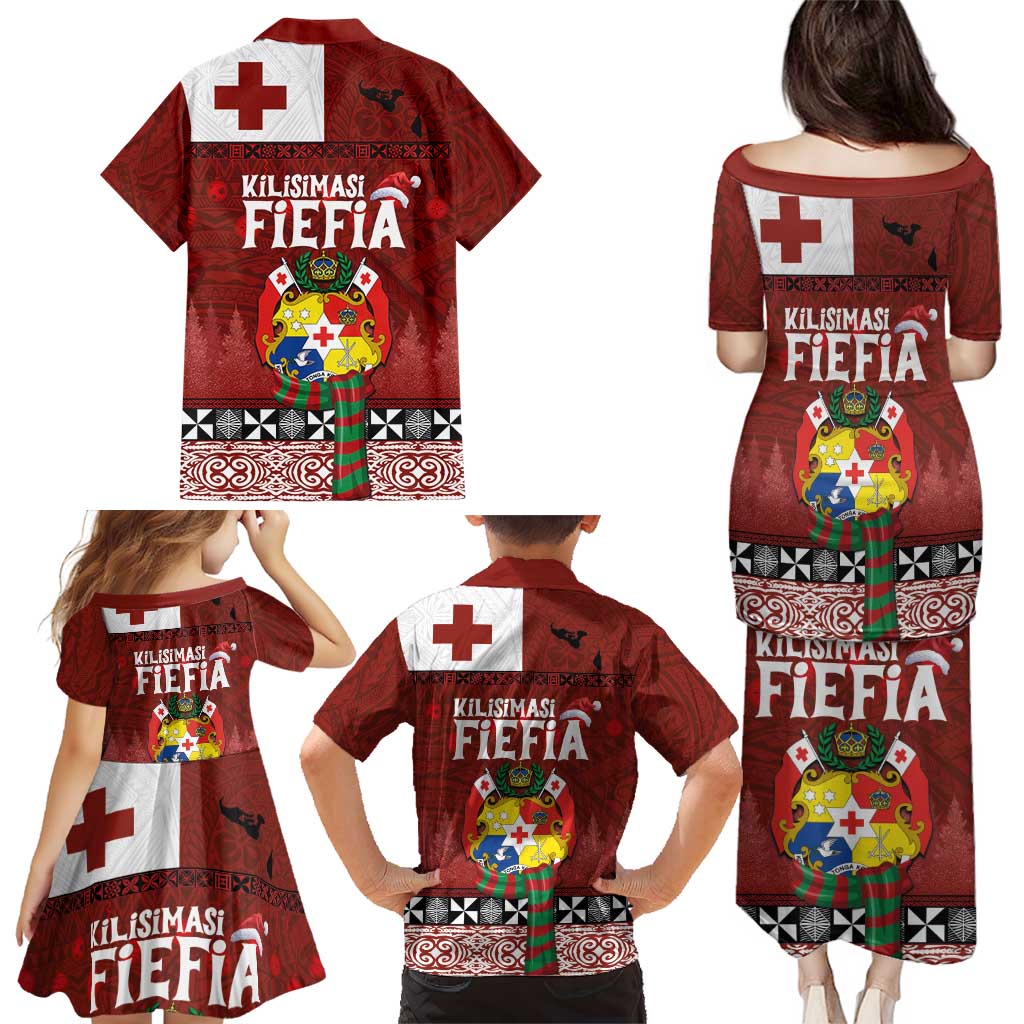 Tongan Christmas Family Matching Puletasi and Hawaiian Shirt Kilisimasi Fiefia with Ngatu Art Tattoo LT03 - Polynesian Pride