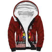 Tongan Christmas Sherpa Hoodie Kilisimasi Fiefia with Ngatu Art Tattoo LT03 Unisex Red - Polynesian Pride