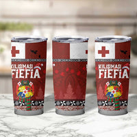 Tongan Christmas Tumbler Cup Kilisimasi Fiefia with Ngatu Art Tattoo LT03 - Polynesian Pride