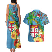 Fijians Iguana Tagimoucia Christmas Couples Matching Tank Maxi Dress and Hawaiian Shirt Christmas Palm Tree and Hibiscus LT03 - Polynesian Pride