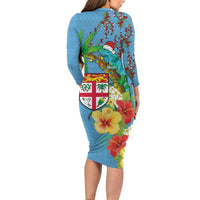 Fijians Iguana Tagimoucia Christmas Family Matching Long Sleeve Bodycon Dress and Hawaiian Shirt Christmas Palm Tree and Hibiscus LT03 - Polynesian Pride