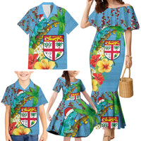 Fijians Iguana Tagimoucia Christmas Family Matching Mermaid Dress and Hawaiian Shirt Christmas Palm Tree and Hibiscus LT03 - Polynesian Pride