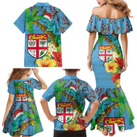 Fijians Iguana Tagimoucia Christmas Family Matching Mermaid Dress and Hawaiian Shirt Christmas Palm Tree and Hibiscus LT03 - Polynesian Pride