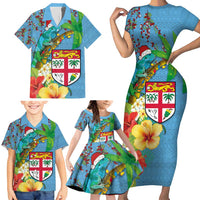 Fijians Iguana Tagimoucia Christmas Family Matching Short Sleeve Bodycon Dress and Hawaiian Shirt Christmas Palm Tree and Hibiscus LT03 - Polynesian Pride
