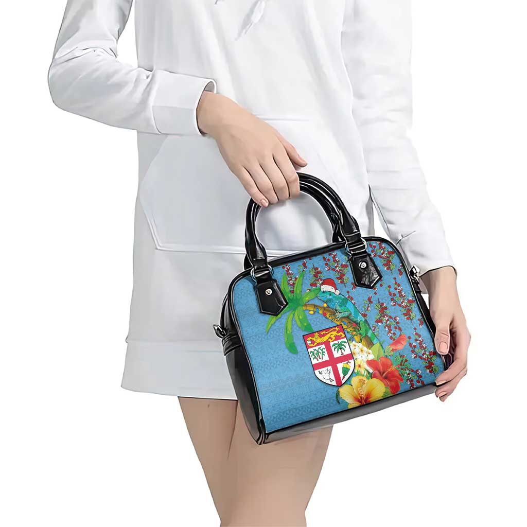Fijians Iguana Tagimoucia Christmas Shoulder Handbag Christmas Palm Tree and Hibiscus