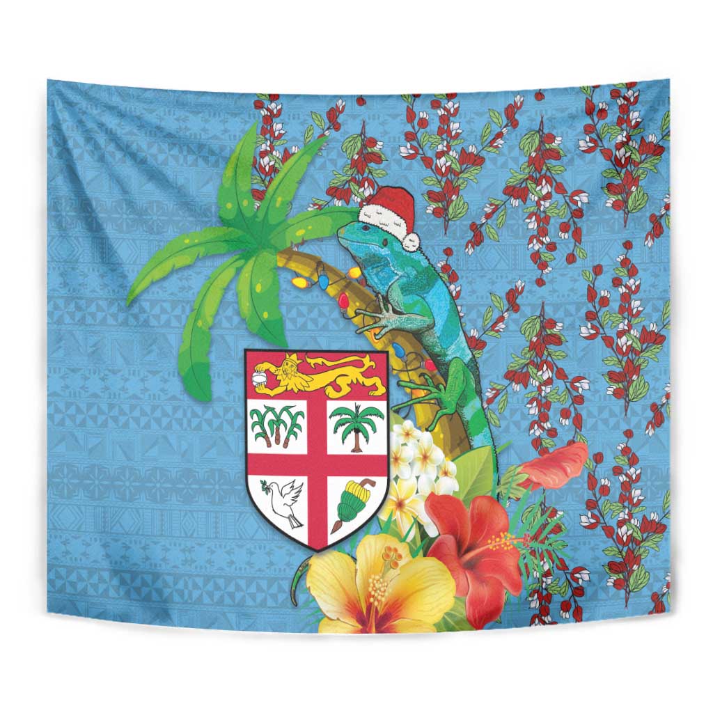 Fijians Iguana Tagimoucia Christmas Tapestry Christmas Palm Tree and Hibiscus