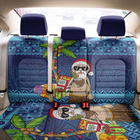 The Funny Santa Wears Sulu Christmas Back Car Seat Cover Fijian Christmas Palm Tree With Masi Art Tattoo LT03 - Polynesian Pride