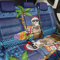 The Funny Santa Wears Sulu Christmas Back Car Seat Cover Fijian Christmas Palm Tree With Masi Art Tattoo LT03 - Polynesian Pride