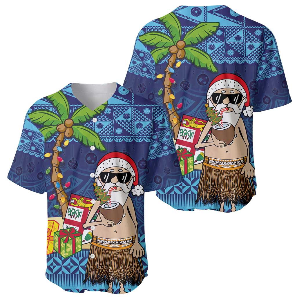 The Funny Santa Wears Sulu Christmas Baseball Jersey Fijian Christmas Palm Tree With Masi Art Tattoo LT03 - Polynesian Pride