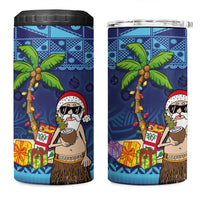 The Funny Santa Wears Sulu Christmas 4 in 1 Can Cooler Tumbler Fijian Christmas Palm Tree With Masi Art Tattoo LT03 One Size: 16 oz Blue - Polynesian Pride