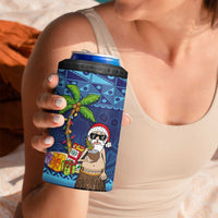 The Funny Santa Wears Sulu Christmas 4 in 1 Can Cooler Tumbler Fijian Christmas Palm Tree With Masi Art Tattoo LT03 - Polynesian Pride
