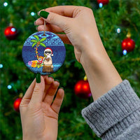 The Funny Santa Wears Sulu Christmas Ceramic Ornament Fijian Christmas Palm Tree With Masi Art Tattoo LT03 - Polynesian Pride