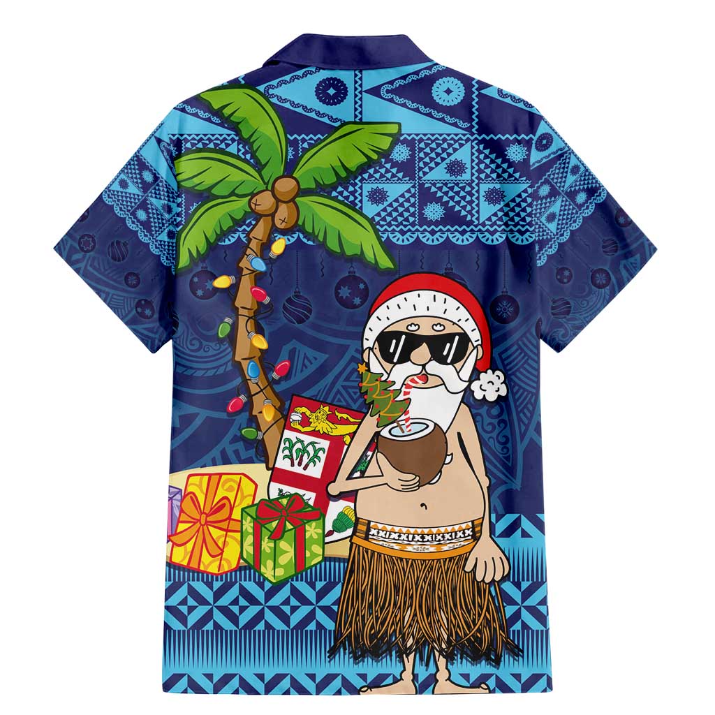 The Funny Santa Wears Sulu Christmas Family Matching Mermaid Dress and Hawaiian Shirt Fijian Christmas Palm Tree With Masi Art Tattoo LT03 - Polynesian Pride