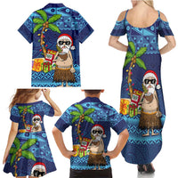 The Funny Santa Wears Sulu Christmas Family Matching Summer Maxi Dress and Hawaiian Shirt Fijian Christmas Palm Tree With Masi Art Tattoo LT03 - Polynesian Pride