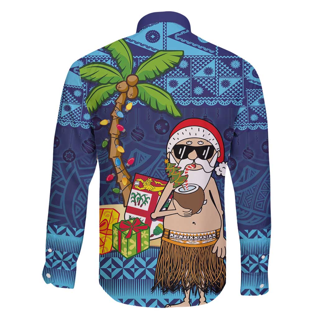 The Funny Santa Wears Sulu Christmas Family Matching Summer Maxi Dress and Hawaiian Shirt Fijian Christmas Palm Tree With Masi Art Tattoo LT03 - Polynesian Pride