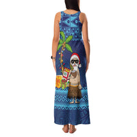 The Funny Santa Wears Sulu Christmas Family Matching Tank Maxi Dress and Hawaiian Shirt Fijian Christmas Palm Tree With Masi Art Tattoo LT03 - Polynesian Pride