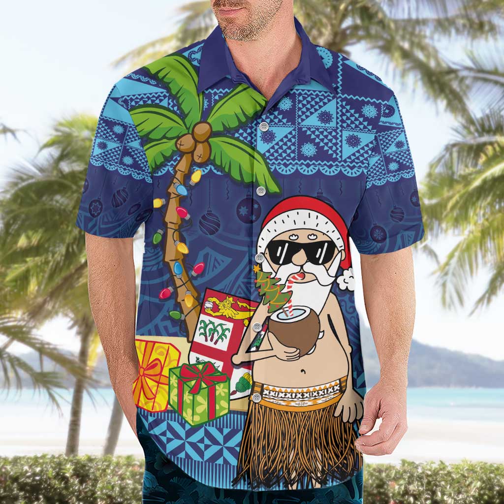 The Funny Santa Wears Sulu Christmas Hawaiian Shirt Fijian Christmas Palm Tree With Masi Art Tattoo LT03 - Polynesian Pride