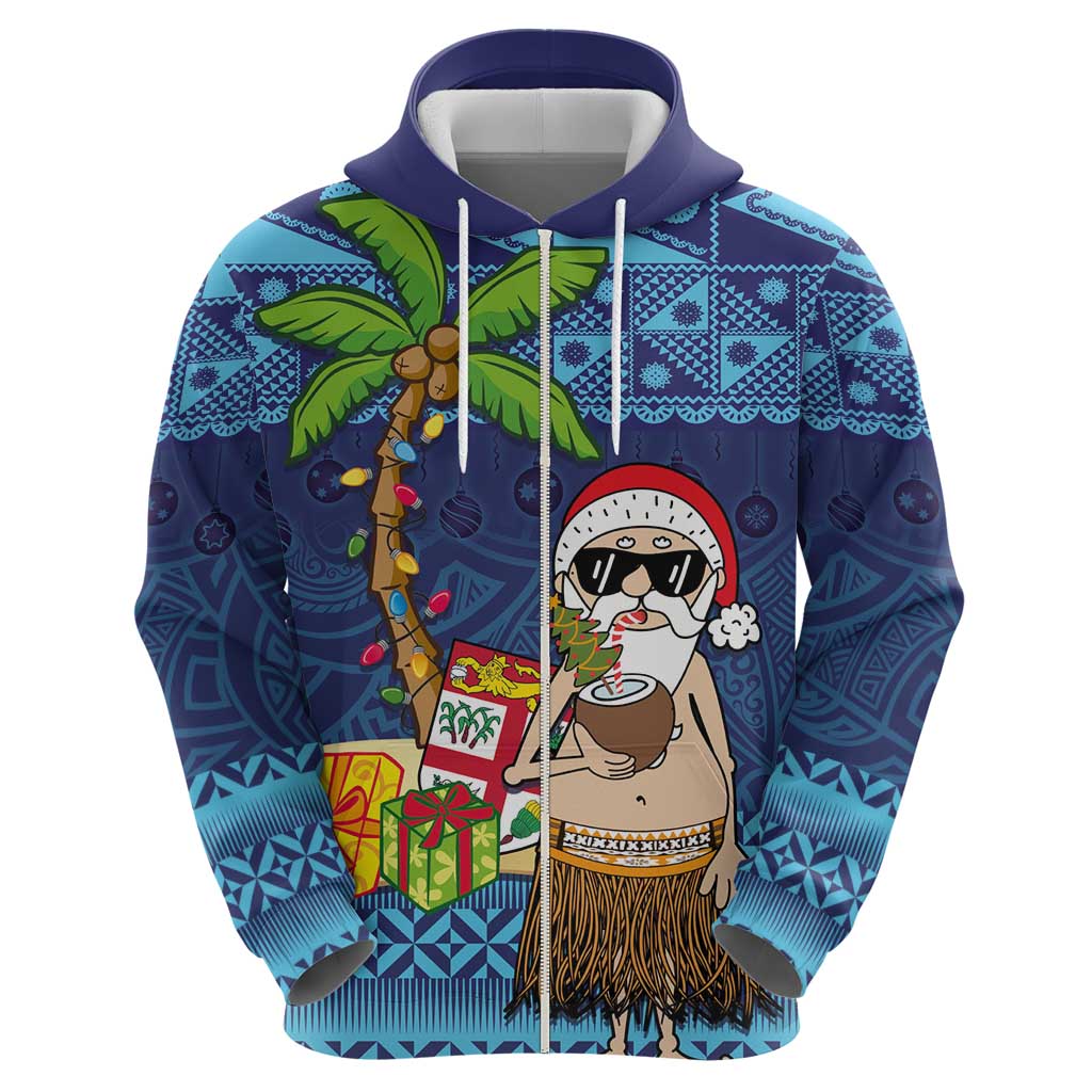 The Funny Santa Wears Sulu Christmas Hoodie Fijian Christmas Palm Tree With Masi Art Tattoo LT03 - Polynesian Pride