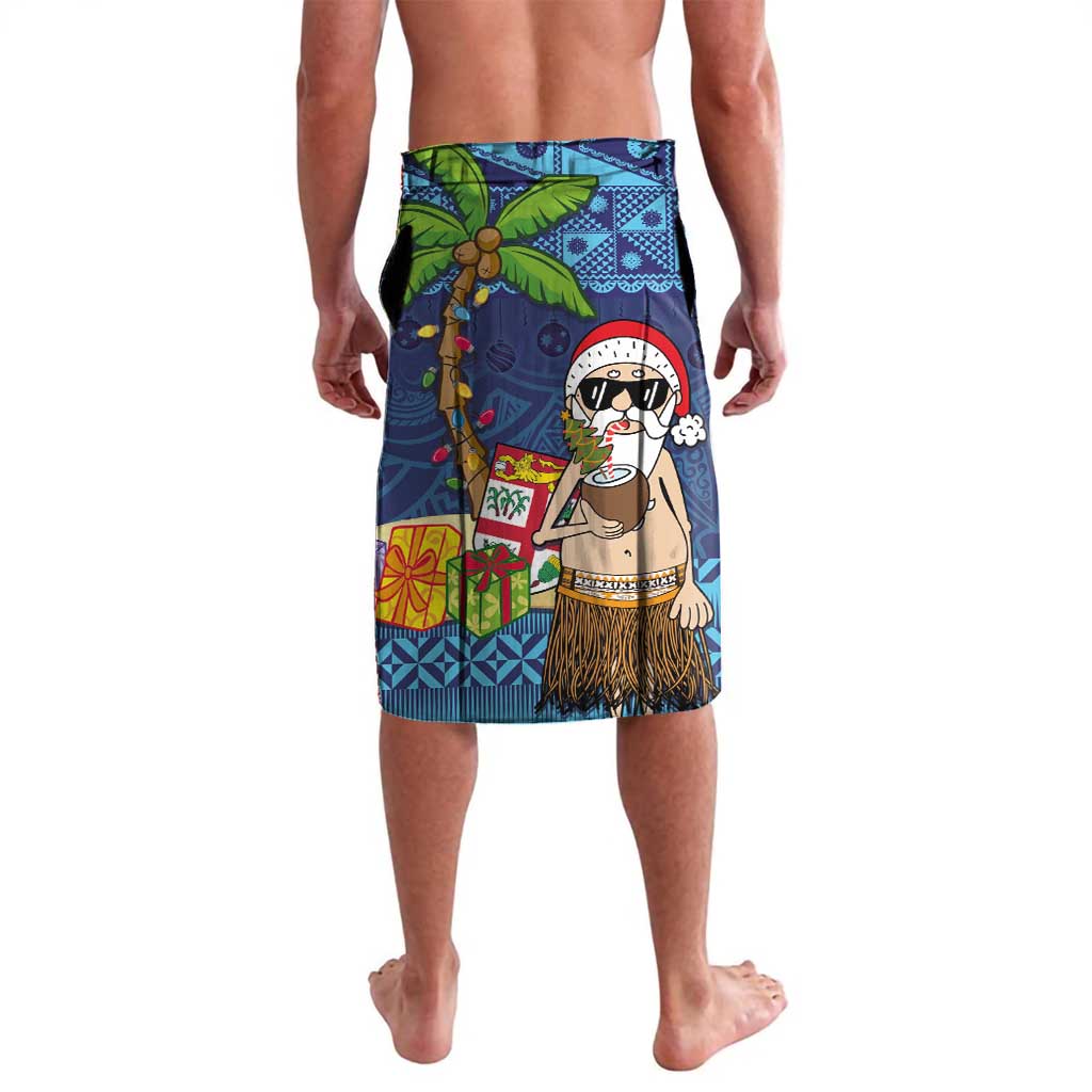 The Funny Santa Wears Sulu Christmas Lavalava Fijian Christmas Palm Tree With Masi Art Tattoo LT03 - Polynesian Pride