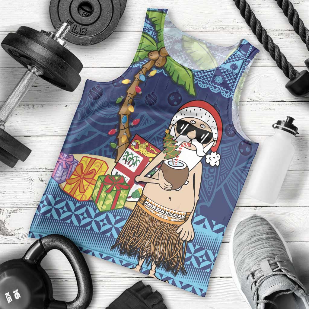 The Funny Santa Wears Sulu Christmas Men Tank Top Fijian Christmas Palm Tree With Masi Art Tattoo