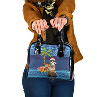 The Funny Santa Wears Sulu Christmas Shoulder Handbag Fijian Christmas Palm Tree With Masi Art Tattoo LT03 One Size Blue - Polynesian Pride