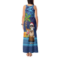 The Funny Santa Wears Sulu Christmas Tank Maxi Dress Fijian Christmas Palm Tree With Masi Art Tattoo LT03 - Polynesian Pride
