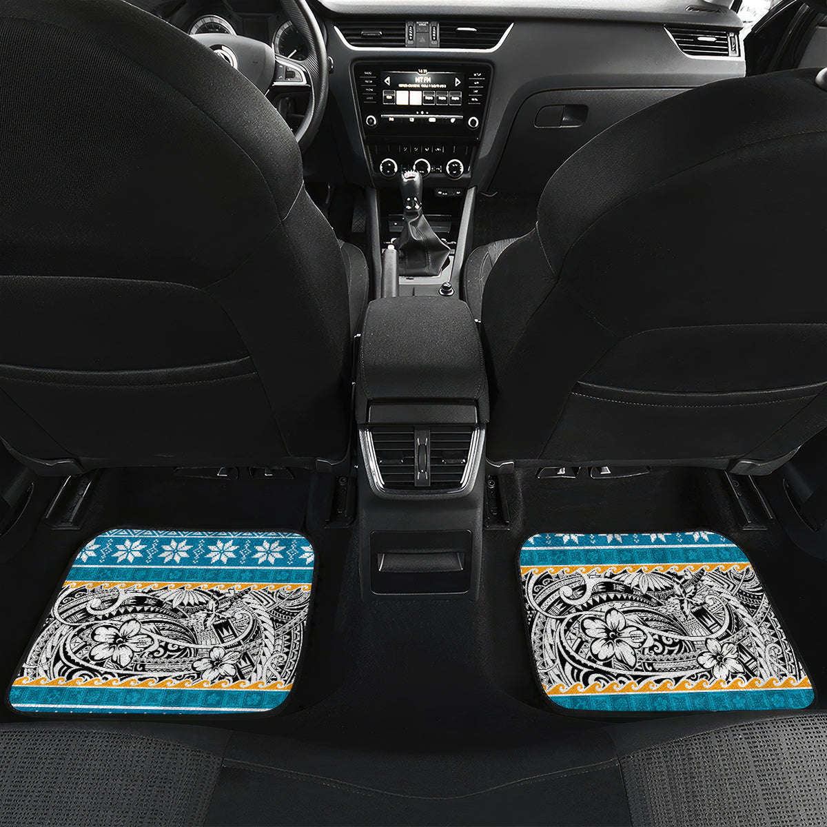 Custom Hawaii Mele Kalikimaka Car Mats Funny Santa and Coconut Mix Kakau Pattern LT03 - Polynesian Pride