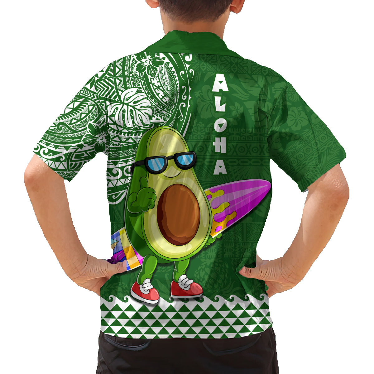 Hawaii Family Matching Summer Maxi Dress and Hawaiian Shirt Aloha Funny Avocado Mix Kakau Hawaiian Tribal LT03 - Polynesian Pride
