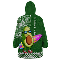 Aloha Avocado Funny Fruits Custom Wearable Blanket Hoodie Mix Hawaiian Kakau Tribal LT03 - Polynesian Pride