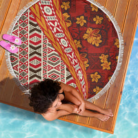 Hawaii Native Tapa Elements and Hibiscus Flowers Beach Blanket LT03 - Polynesian Pride