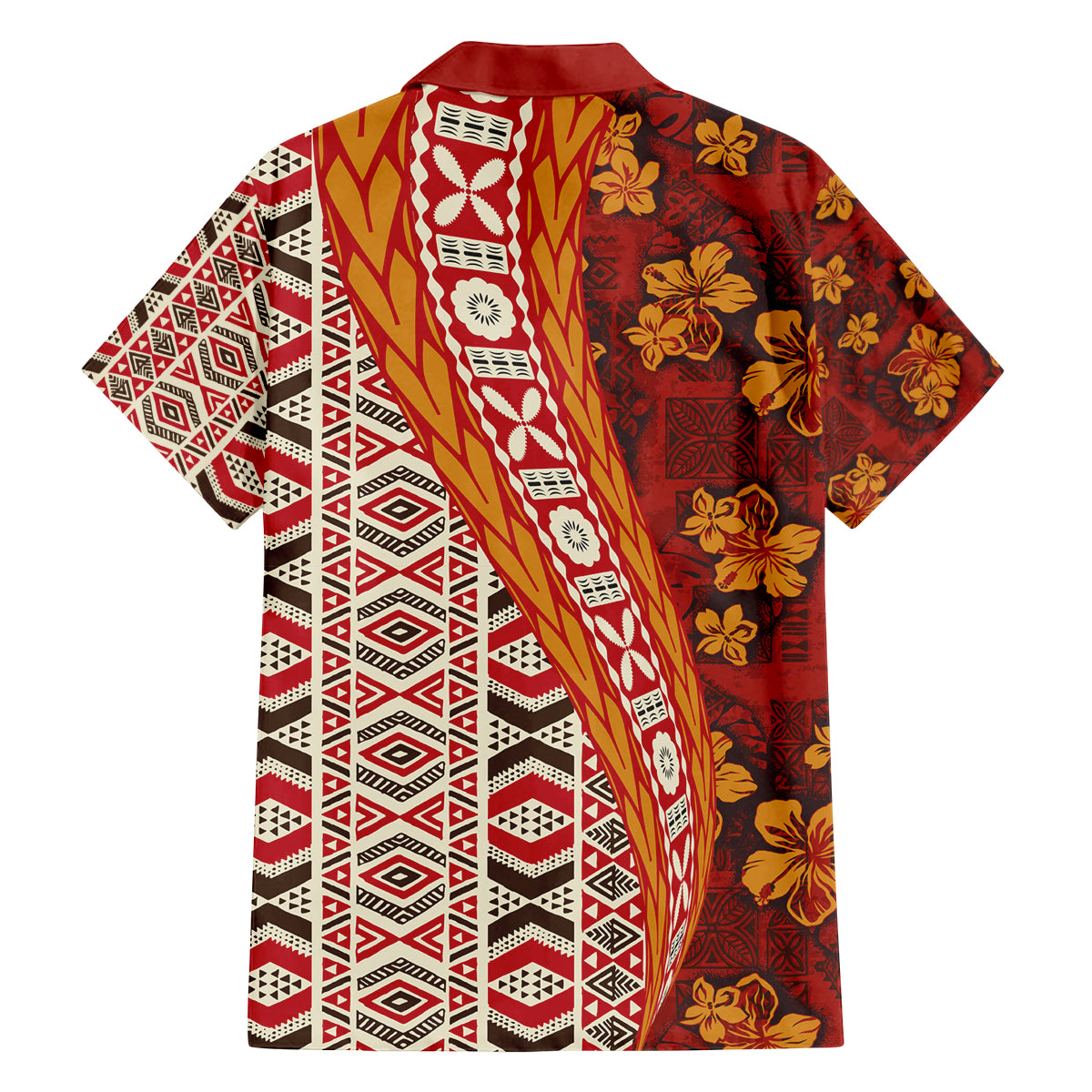 Hawaii Native Tapa Elements and Hibiscus Flowers Family Matching Off Shoulder Short Dress and Hawaiian Shirt LT03 - Polynesian Pride