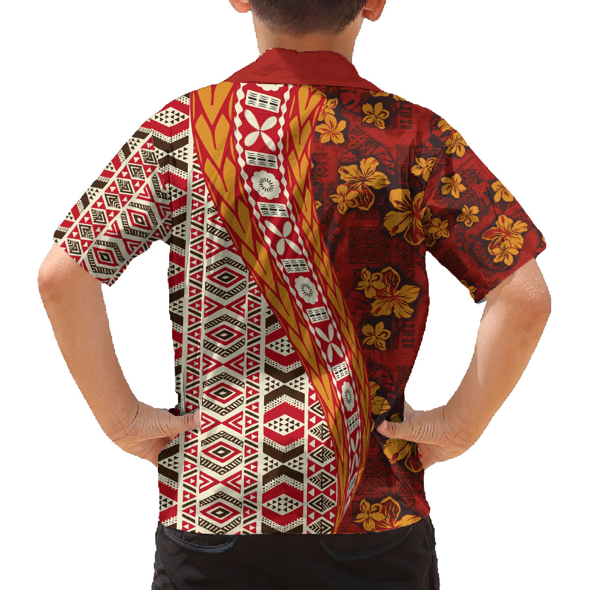 Hawaii Native Tapa Elements and Hibiscus Flowers Family Matching Tank Maxi Dress and Hawaiian Shirt LT03 - Polynesian Pride