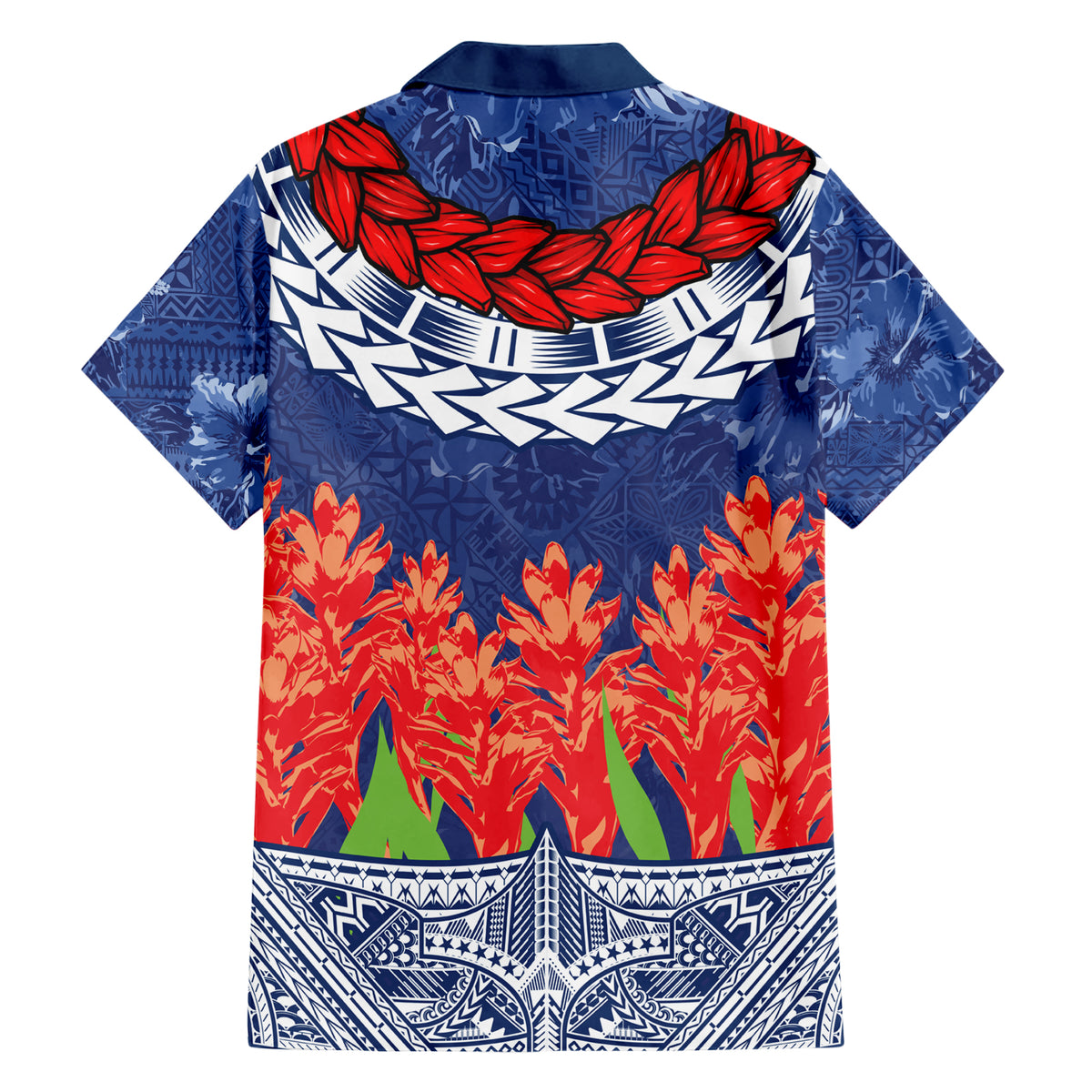 Samoan Tapa Family Matching Short Sleeve Bodycon Dress and Hawaiian Shirt Ula Fala and Teuila Flower LT03 - Polynesian Pride